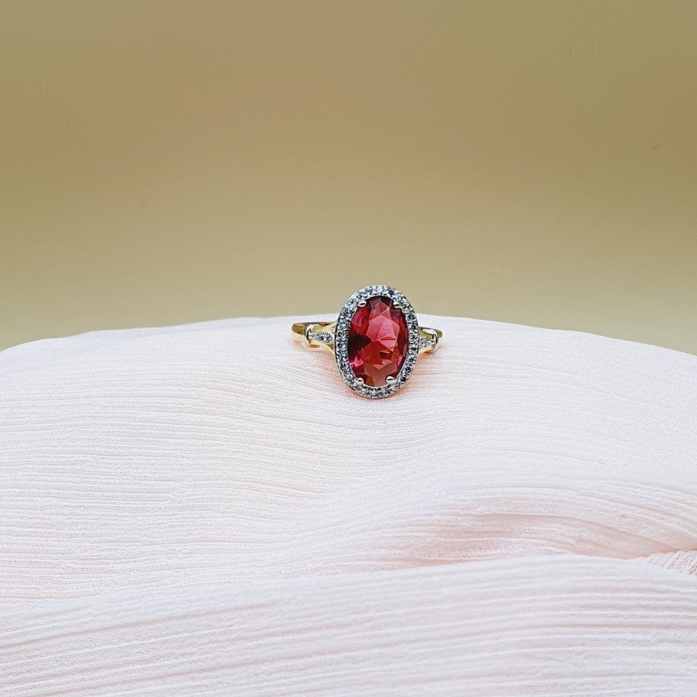 💎 Royal Court Large Oval Ruby Zircon Luxury Gold Rings for Women, INDN8396 - Picture 6 of 9